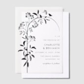 Invitations En Vélin Mariage d'arche botanique moderne aux oiseaux noir (Compenser)