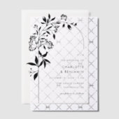 Invitations En Vélin Mariage d'arche botanique noire moderne (Décalage (Invitation))