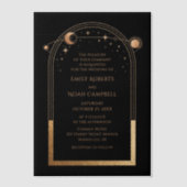 Invitations En Vélin Mariage d'astronomie de la Lune d'or noir céleste (Recto)