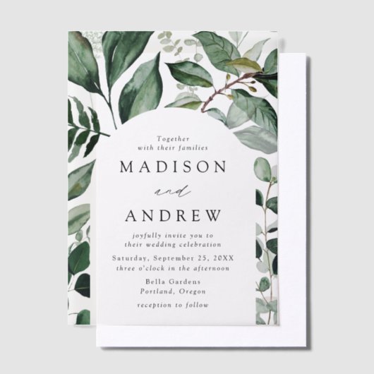 Invitations En Vélin Mariage de cadre d'arc de verdure abondant (Compenser)