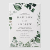 Invitations En Vélin Mariage de cadre géométrique verdoyant (Recto)