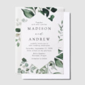 Invitations En Vélin Mariage de cadre géométrique verdoyant (Compenser)