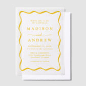 Invitations En Vélin Mariage de cadre moderne Jaune Wavy (Compenser)