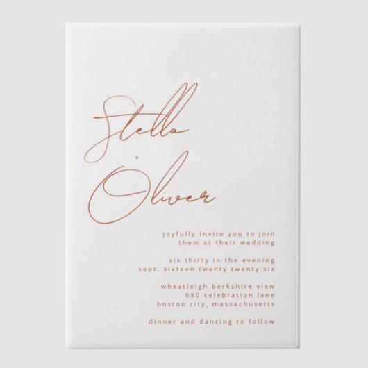 Invitations En Vélin Mariage de calligraphie en terre cuite rustique (Recto)