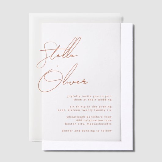 Invitations En Vélin Mariage de calligraphie en terre cuite rustique (Compenser)