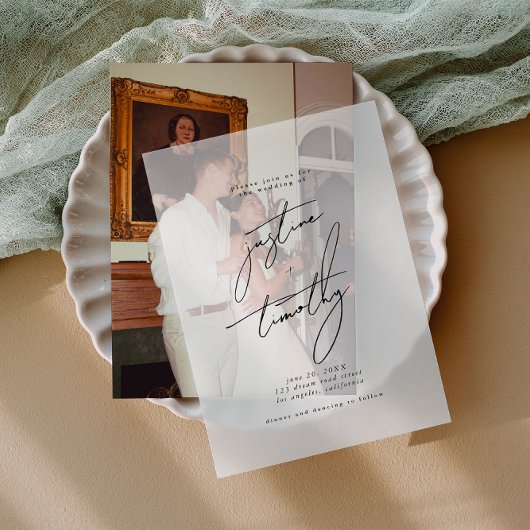 Invitations En Vélin Mariage de calligraphie minimaliste moderne