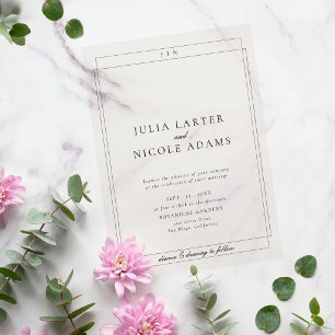 Invitations En Vélin Mariage de calligraphie noire ivoire classique