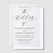 Invitations En Vélin Mariage de calligraphie noire moderne (Compenser)