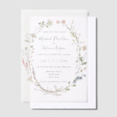 Invitations En Vélin mariage de couronne fleurs sauvages d'aquarelle él (Compenser)