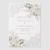 Invitations En Vélin Mariage de dentelle fleurie blanche (Recto)