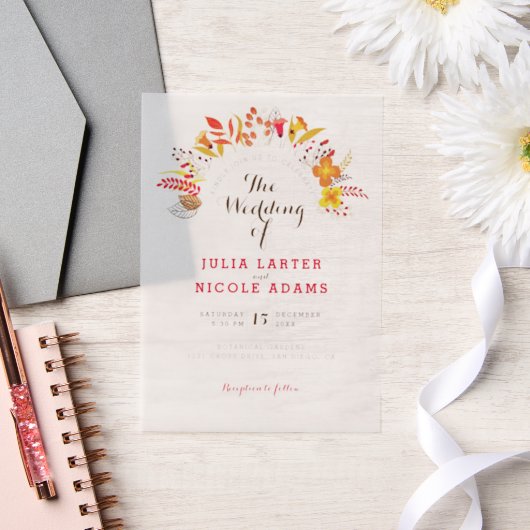 Invitations En Vélin Mariage de feuillage de Fleur sauvage Boho violet (Mariage)