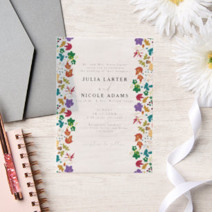 Invitations En Vélin Mariage de fleurs de prés pourpre jaune moutarde d