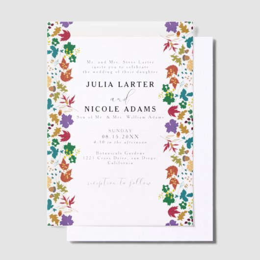 Invitations En Vélin Mariage de fleurs de prés pourpre jaune moutarde d (Compenser)