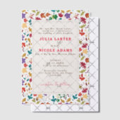 Invitations En Vélin Mariage de fleurs de prés pourpre jaune moutarde d (Décalage (Invitation))