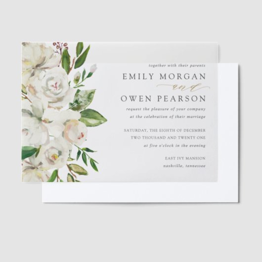 Invitations En Vélin Mariage de fleurs dorées (Compenser)