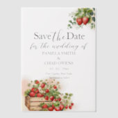 Invitations En Vélin Mariage de fraises d'aquarelle Enregistrer la date (Recto)