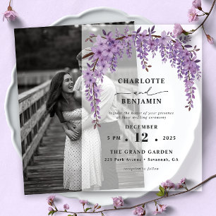 Invitations En Vélin Mariage de Jardin Floral avec Branche de Glycine A