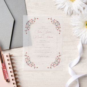 Invitations En Vélin Mariage de Luxe Artistique Botanique Floral Paisle
