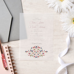 Invitations En Vélin Mariage de Luxe Artistique Botanique Floral Paisle