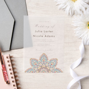 Invitations En Vélin Mariage de Luxe Métallisé Pailleté Géométrique