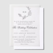 Invitations En Vélin Mariage de monogramme à couronne florale classique (Compenser)