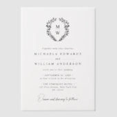 Invitations En Vélin Mariage de monogramme de couronne botanique simple (Recto)