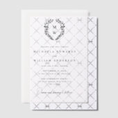 Invitations En Vélin Mariage de monogramme de couronne botanique simple (Décalage (Invitation))