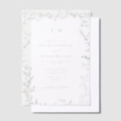 Invitations En Vélin Mariage de monogramme Élégant Vellum Leaf Sage Gre (Compenser)
