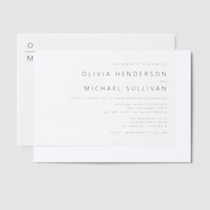 Invitations En Vélin Mariage de monogramme minimaliste noir