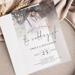 Invitations En Vélin Mariage de script de superposition de photo modern