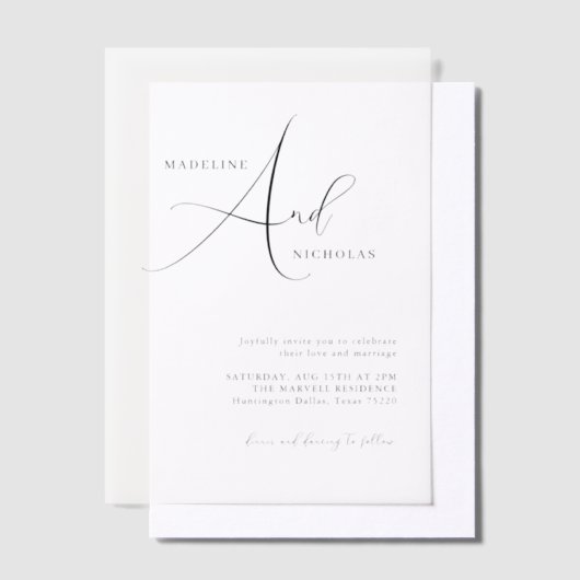 Invitations En Vélin Mariage de script élégant classique (Compenser)