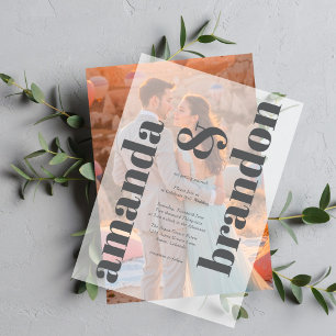 Invitations En Vélin Mariage de script minimaliste moderne en gras