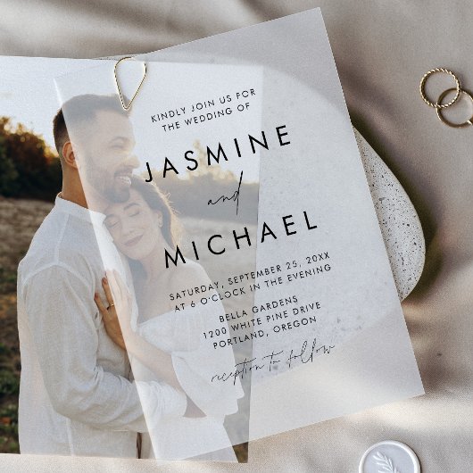 Invitations En Vélin Mariage de script noir moderne