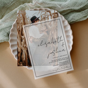 Invitations En Vélin Mariage de script noir simple et moderne