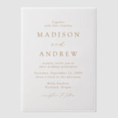 Invitations En Vélin Mariage de script or élégant moderne (Recto)