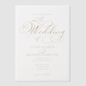Invitations En Vélin Mariage de script or élégant moderne (Recto)