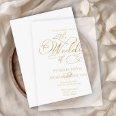 Invitations En Vélin Mariage de script or élégant moderne
