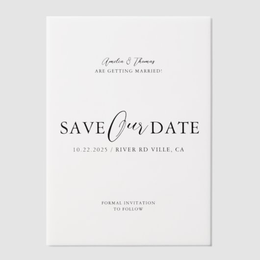 Invitations En Vélin Mariage de script simple (Recto)