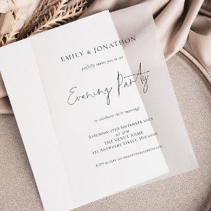 Invitations En Vélin Mariage de soirée simple en noir