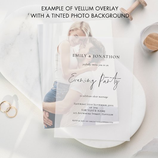 Invitations En Vélin Mariage de soirée simple en noir