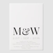 Invitations En Vélin Mariage de superposition de monogramme noir modern (Recto)