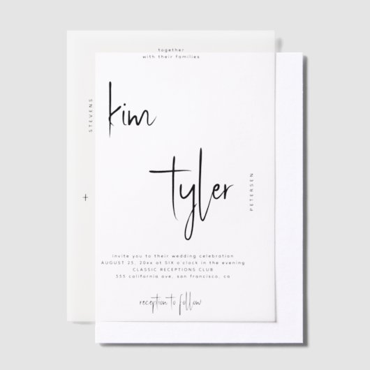 Invitations En Vélin Mariage de superposition de script moderne minimal (Compenser)