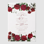 Invitations En Vélin Mariage de superposition Mariage Roses rouges aqua (Recto)