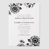 Invitations En Vélin Mariage de tournesol en lin blanc noir (Recto)