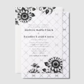 Invitations En Vélin Mariage de tournesol en lin blanc noir (Décalage (Invitation))
