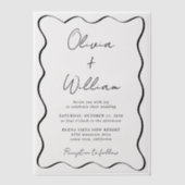 Invitations En Vélin Mariage de trame Wavy Script chic (Recto)