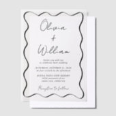 Invitations En Vélin Mariage de trame Wavy Script chic (Compenser)