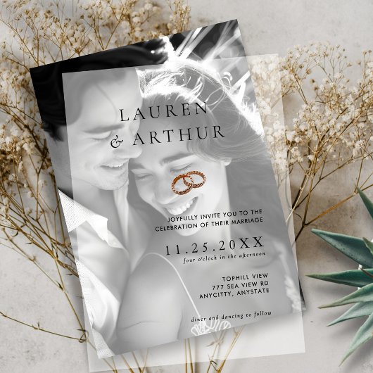 Invitations En Vélin Mariage de typographie moderne chic ultra minimali