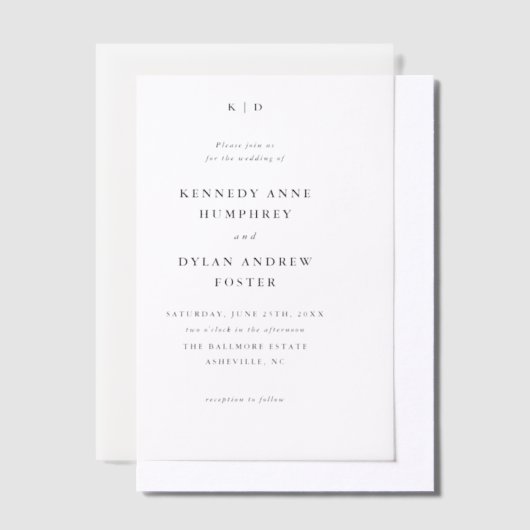 Invitations En Vélin Mariage de typographie simple Monogramme (Compenser)