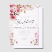 Invitations En Vélin Mariage d'élégance couleur rose florale (Compenser)